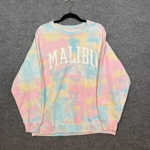 Hollister Sweatshirt Womens Large Long Sleeve Tie Dye Pastels Pullover Oversized